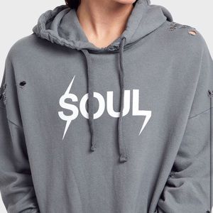 Soul cycle distressed grey sweatshirt